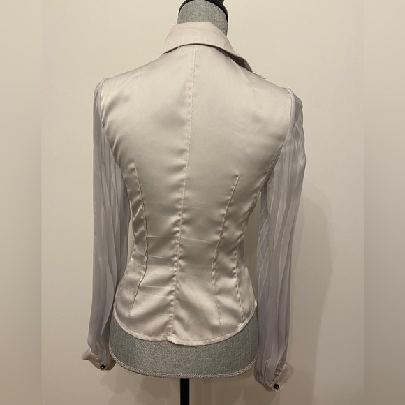 Romantic Satin Icy Silver Blouse - Picture 4 of 6